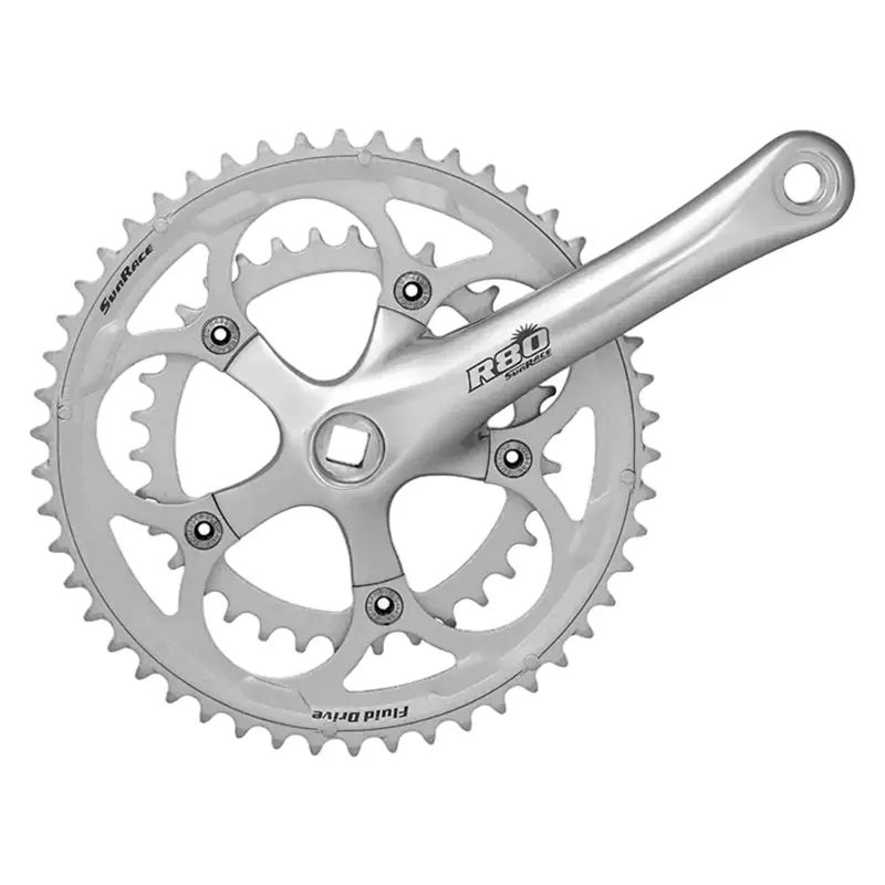 Balfes Bikes Sunrace FCR86 Double Crankset 170mm in Silver | Free postage over £30, £10 off first order, price match & 0% finance.