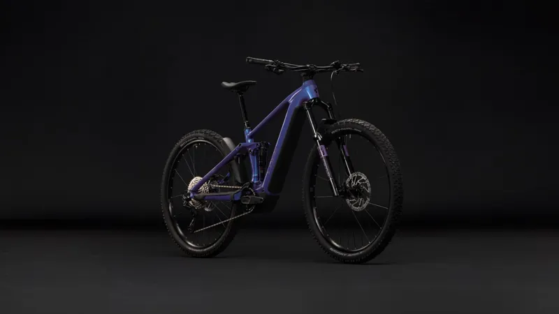 Cube Stereo Hybrid One44 Pro 800 Electric Full Sus MTB 2027 in Blueiris/Purple-1