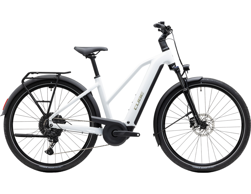 Cube Touring Hybrid ONE 600 Trapeze Electric Hybrid Bike 2027 in Metallicwhite/Chrome