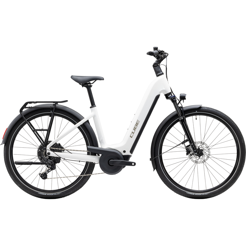 Balfes Bikes Cube Touring Hybrid ONE 600 Easy Entry Electric Hybrid Bike 2027 in Metallicwhite/Chrome | Free postage over £30, £10 off first order, price match & 0% finance.