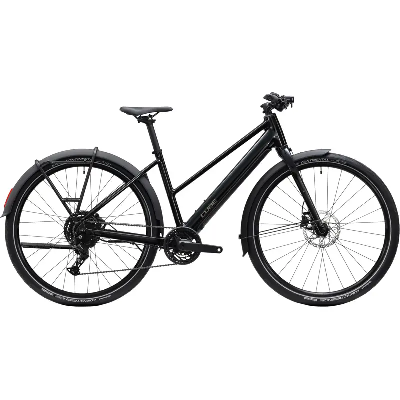 Balfes Bikes Cube Editor Hybrid One 360 FE Trapeze Electric Aluminium bike 2027 in Black/Irongrey | Free postage over £30, £10 off first order, price match & 0% finance.