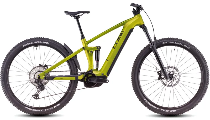 Cube Stereo Hybrid one44 Ex 800 Electric Full Suspension Mountain Bike 2025 in Lizard yellow Black