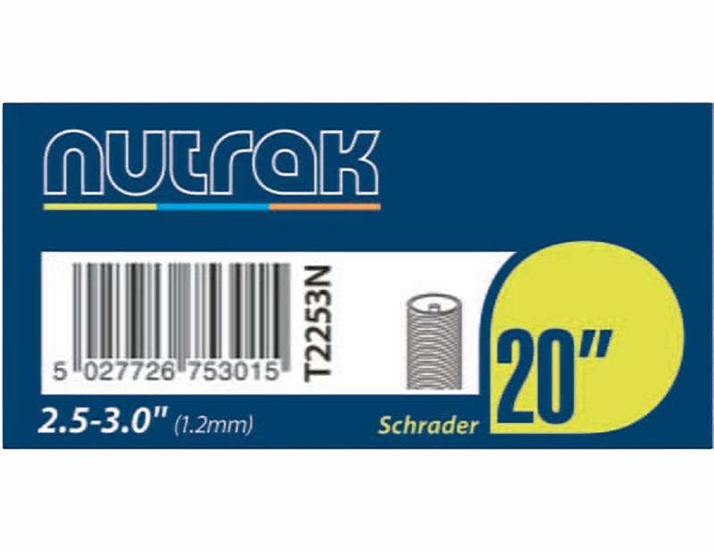 Nutrak 20 x 2.5 - 3.0 inch Schrader Valve 1.3mm Fat Bike Inner Tube
