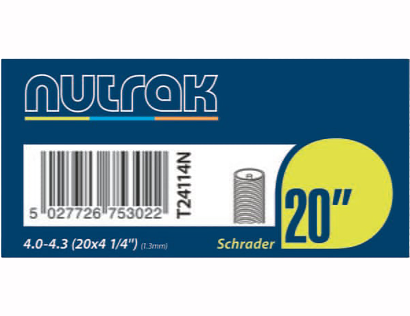 Nutrak eCargo 20 x 4 1/4 inch Schrader Valve 1.3mm Fat Bike Inner Tube