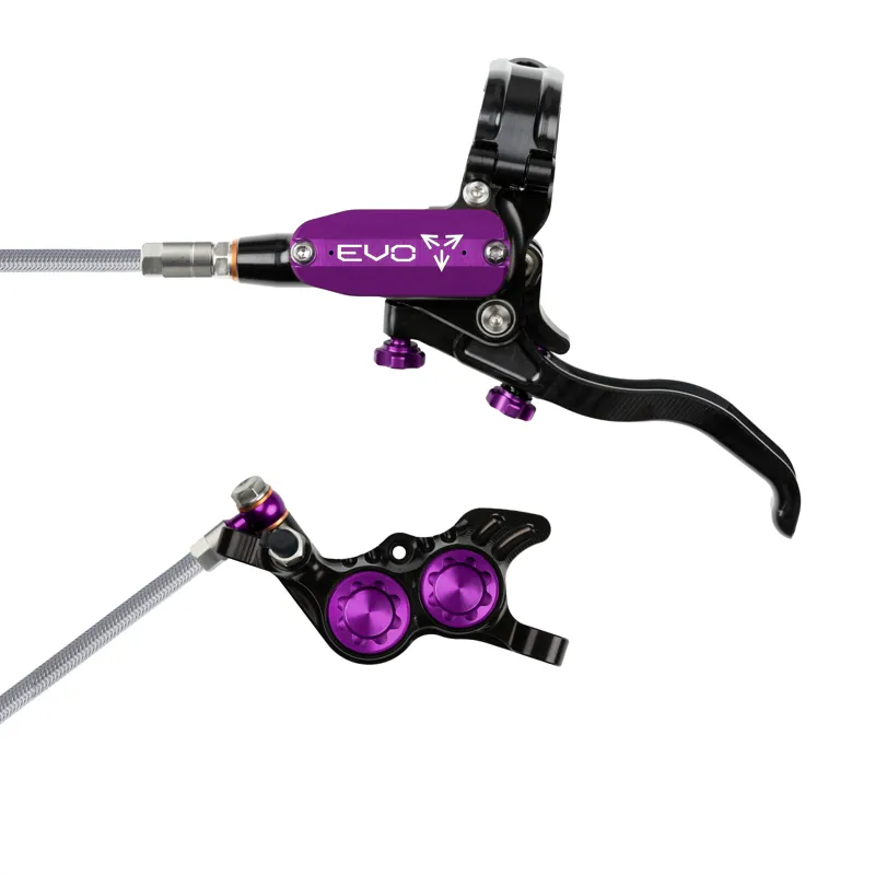 Balfes Bikes Hope Brake EVO GR4 - No Rotor - BRAIDED - Left Hand in Black/Purple | Free postage over £30, £10 off first order, price match & 0% finance.