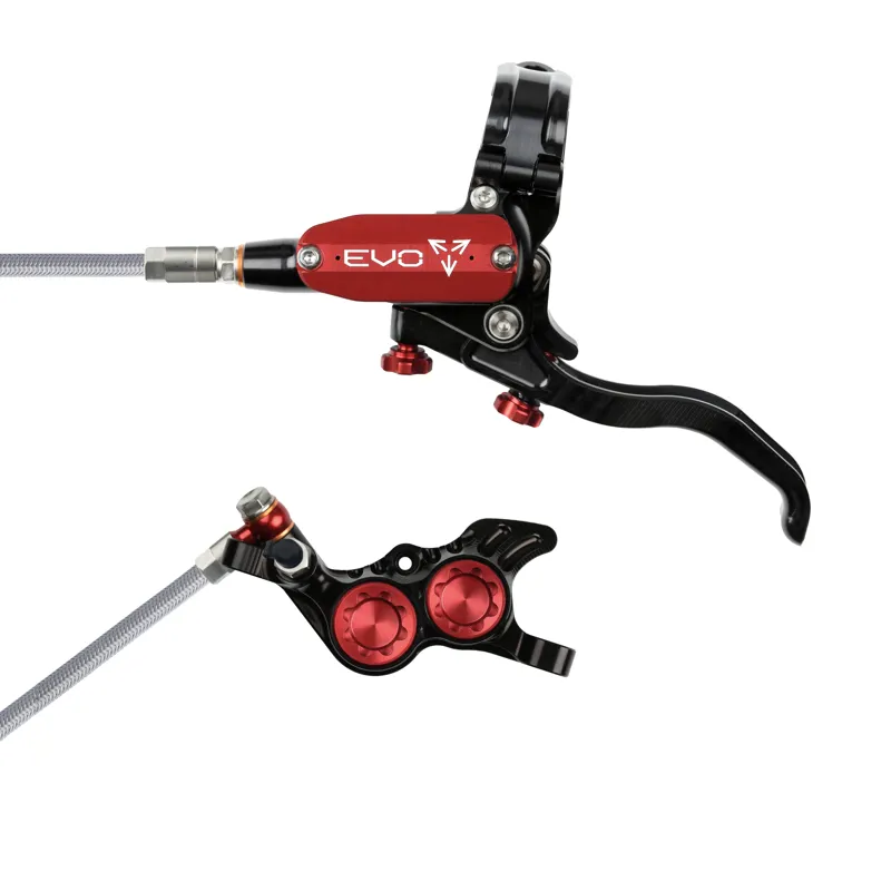 Balfes Bikes Hope Brake EVO GR4 - No Rotor - BRAIDED - Left Hand in Black/Red | Free postage over £30, £10 off first order, price match & 0% finance.
