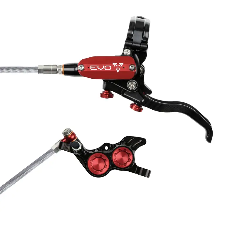 Balfes Bikes Hope Brake EVO GR4 - No Rotor - BRAIDED - Left Hand in Black/Red | Free postage over £30, £10 off first order, price match & 0% finance.