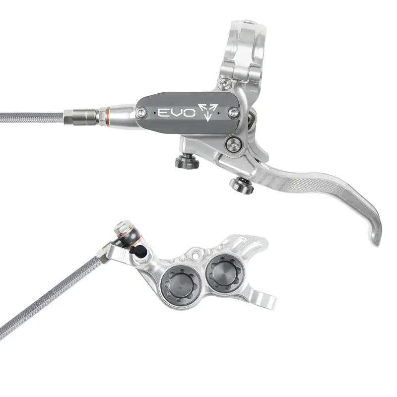 Balfes Bikes Hope Brake EVO GR4 - No Rotor - BRAIDED - Right Hand in Silver/Smoke | Free postage over £30, £10 off first order, price match & 0% finance.