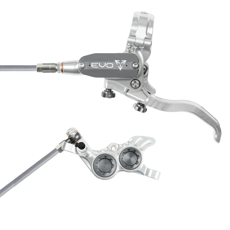 Balfes Bikes Hope Brake EVO GR4 - No Rotor - BRAIDED - Left Hand in Silver/Smoke | Free postage over £30, £10 off first order, price match & 0% finance.