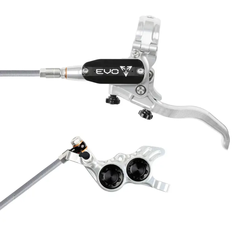 Balfes Bikes Hope Brake EVO GR4 - No Rotor - BRAIDED - Left Hand in Silver/Black | Free postage over £30, £10 off first order, price match & 0% finance.