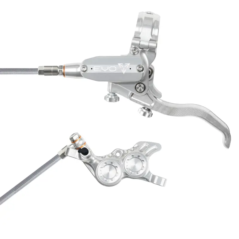 Balfes Bikes Hope Brake EVO GR4 - No Rotor - BRAIDED - Left Hand in Silver/Silver | Free postage over £30, £10 off first order, price match & 0% finance.