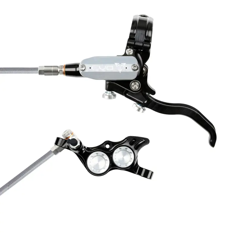Balfes Bikes Hope Brake EVO TR4 - No Rotor - BRAIDED - Right Hand in Black/Silver | Free postage over £30, £10 off first order, price match & 0% finance.