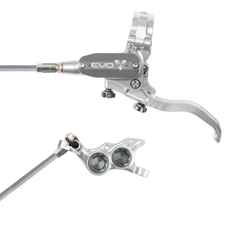 Balfes Bikes Hope Brake EVO TR4 - No Rotor -  BRAIDED - Left Hand in Silver/Smoke | Free postage over £30, £10 off first order, price match & 0% finance.