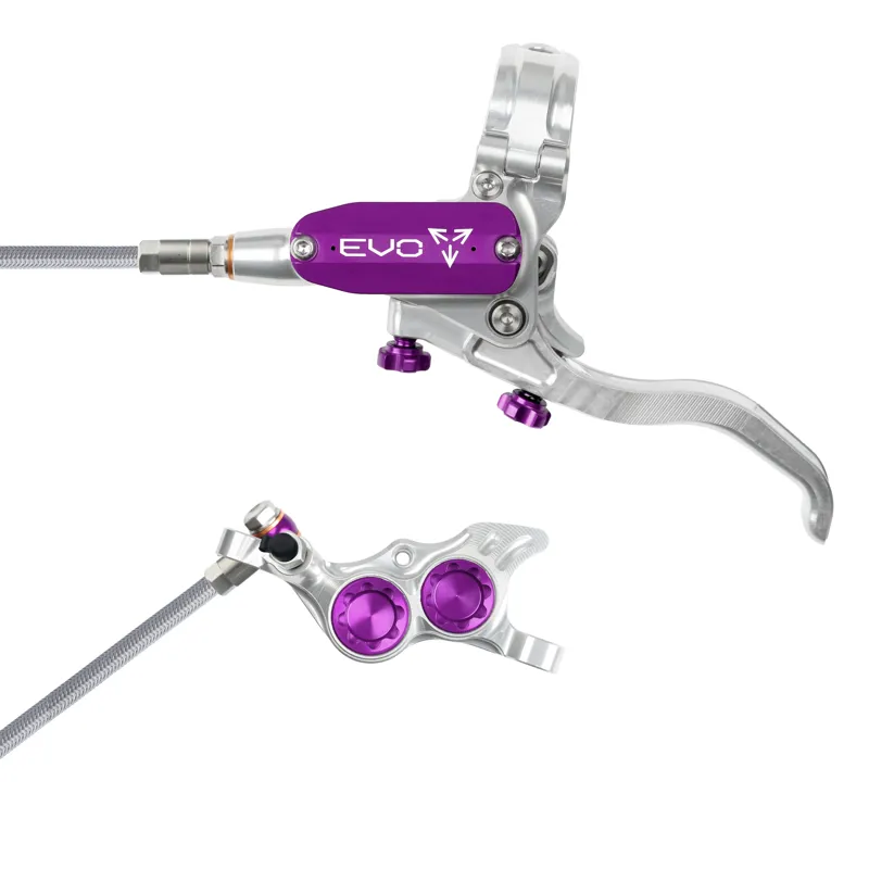 Balfes Bikes Hope Brake EVO TR4 - No Rotor -  BRAIDED - Right Hand in Silver/Purple | Free postage over £30, £10 off first order, price match & 0% finance.