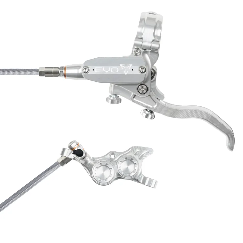 Balfes Bikes Hope Brake EVO TR4 - No Rotor -  BRAIDED - Left Hand in Silver/Silver | Free postage over £30, £10 off first order, price match & 0% finance.