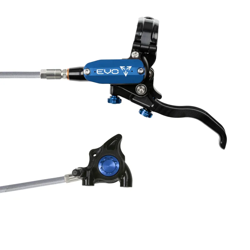 Hope Brake EVO X2 Flatmount - No Rotor -  BRAIDED - Right Hand in Black/Blue