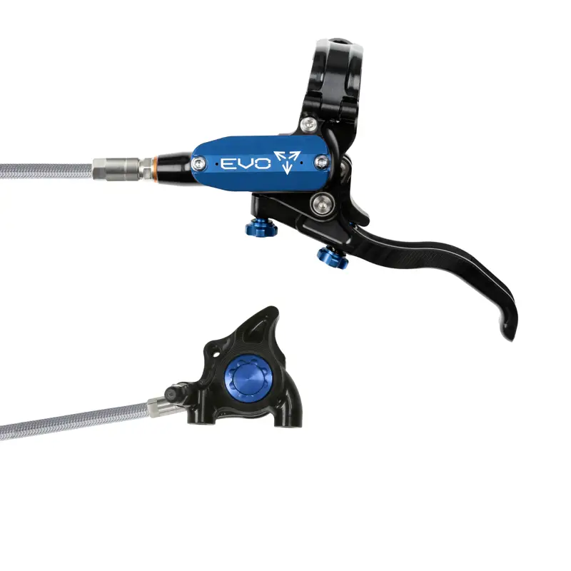 Balfes Bikes Hope Brake EVO X2 Flatmount - No Rotor - BRAIDED - Left Hand in Black/Blue | Free postage over £30, £10 off first order, price match & 0% finance.
