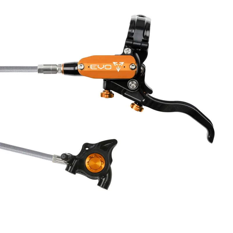 Balfes Bikes Hope Brake EVO X2 Flatmount - No Rotor - BRAIDED - Left Hand in Black/Orange | Free postage over £30, £10 off first order, price match & 0% finance.