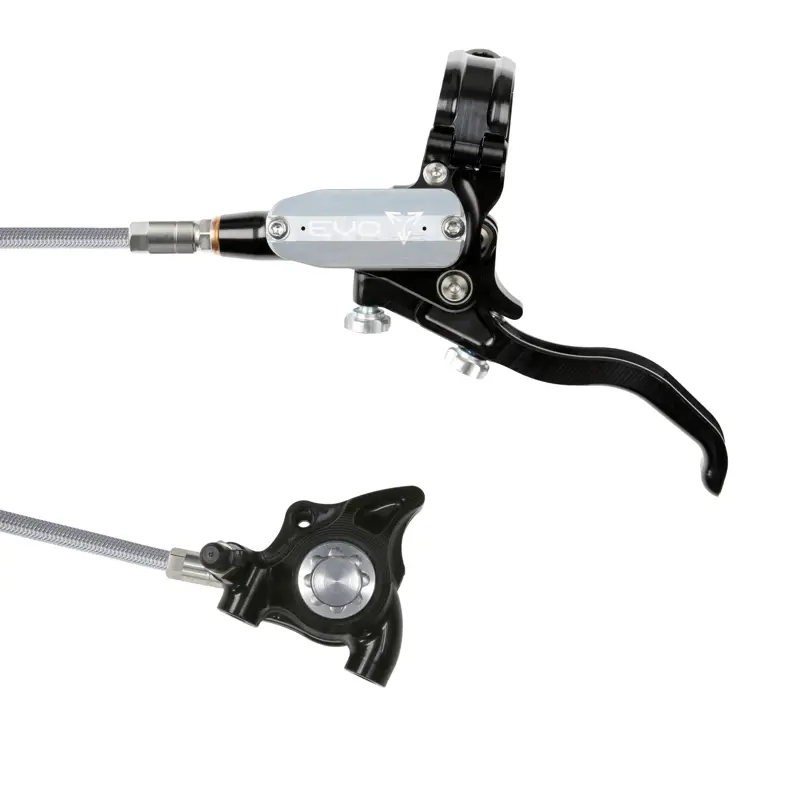 Balfes Bikes Hope Brake EVO X2 Flatmount - No Rotor - BRAIDED - Right Hand in Black/Silver | Free postage over £30, £10 off first order, price match & 0% finance.