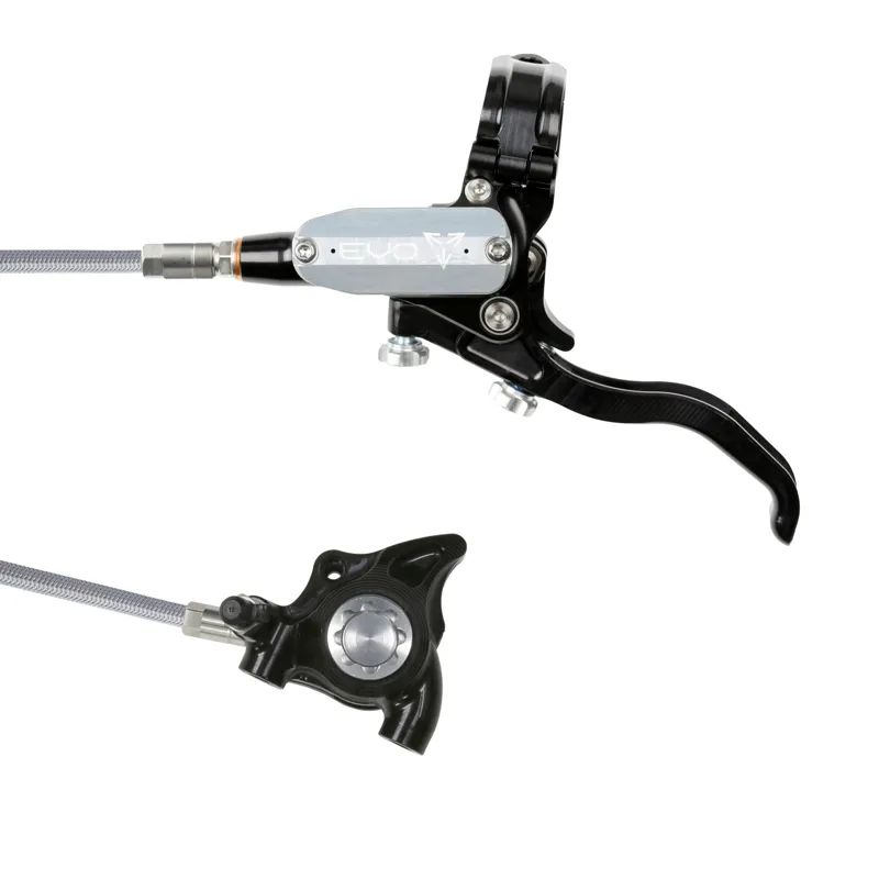 Balfes Bikes Hope Brake EVO X2 Flatmount - No Rotor -  BRAIDED - Left Hand in Black/Silver | Free postage over £30, £10 off first order, price match & 0% finance.