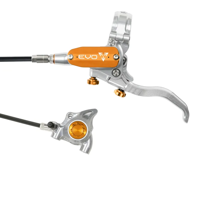 Hope Brake EVO X2 Flat Mount - No Rotor - Right Hand in Silver/Orange