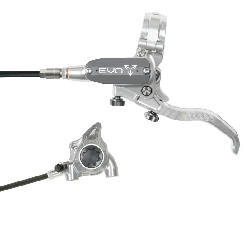 Balfes Bikes Hope Brake EVO X2 Flatmount - No Rotor - BRAIDED - Left Hand in Silver/Smoke | Free postage over £30, £10 off first order, price match & 0% finance.