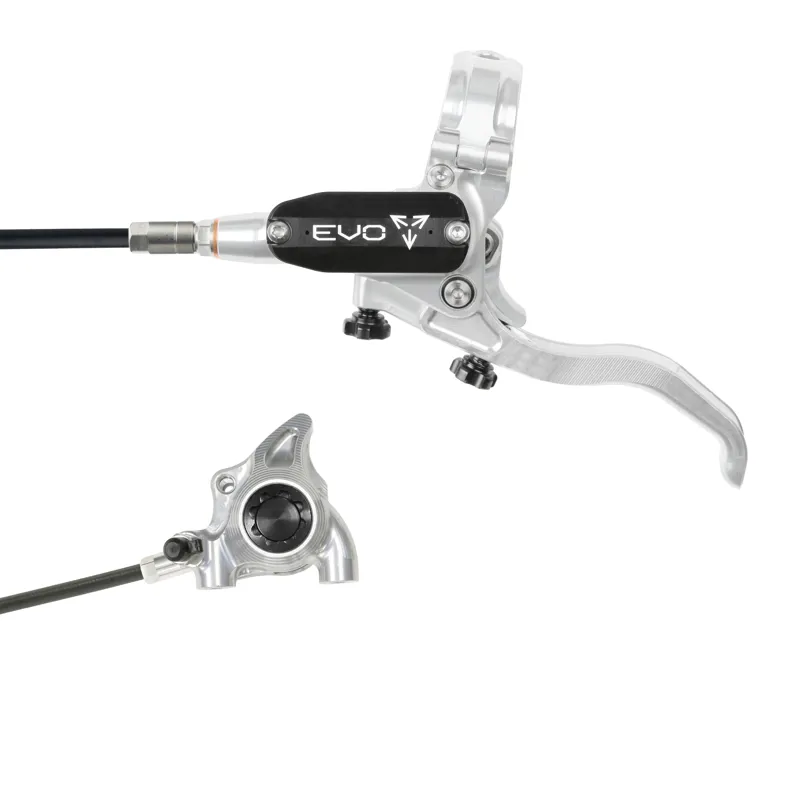 Balfes Bikes Hope Brake EVO X2 Flatmount - No Rotor -  BRAIDED - Left Hand in Silver/Black | Free postage over £30, £10 off first order, price match & 0% finance.