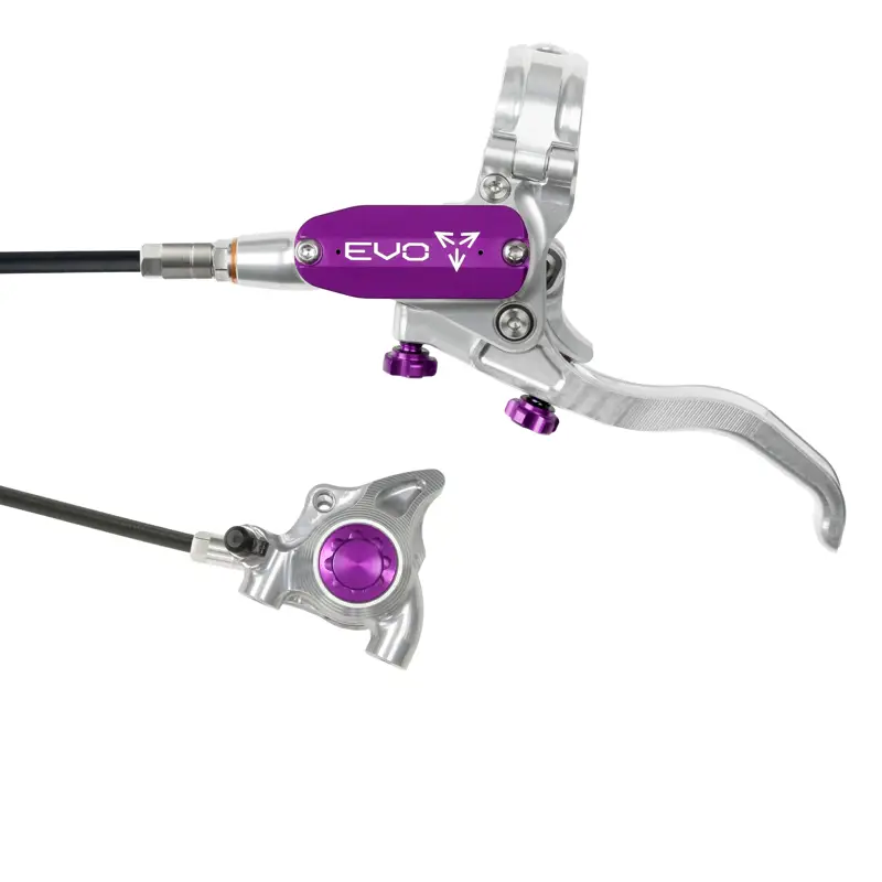 Balfes Bikes Hope Brake EVO X2 Flat Mount - No Rotor - Right Hand in Silver/Purple | Free postage over £30, £10 off first order, price match & 0% finance.