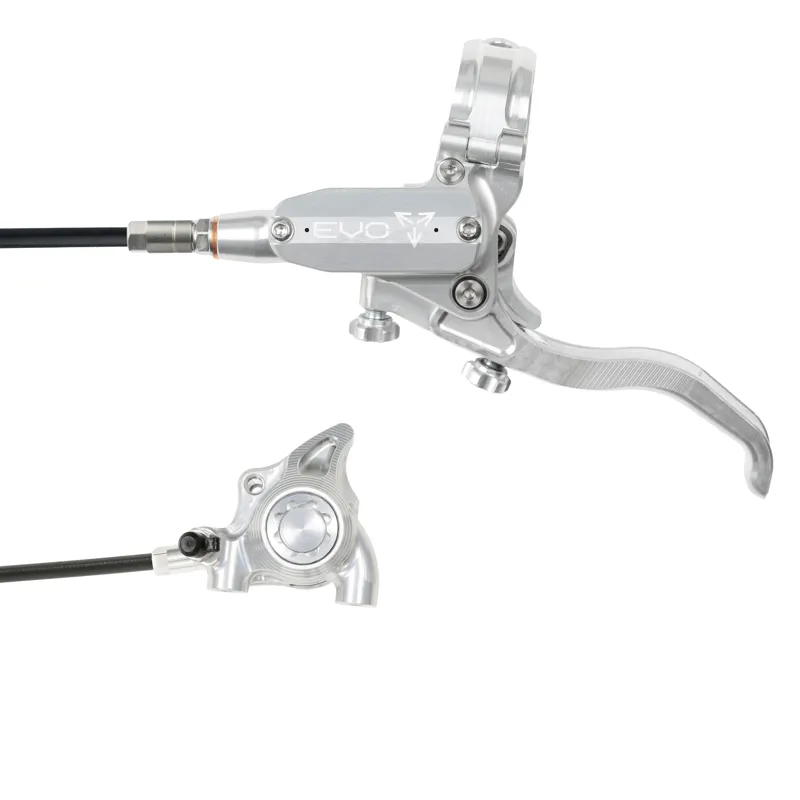 Balfes Bikes Hope Brake EVO X2 Flatmount - No Rotor -  BRAIDED - Left Hand in Silver/Silver | Free postage over £30, £10 off first order, price match & 0% finance.