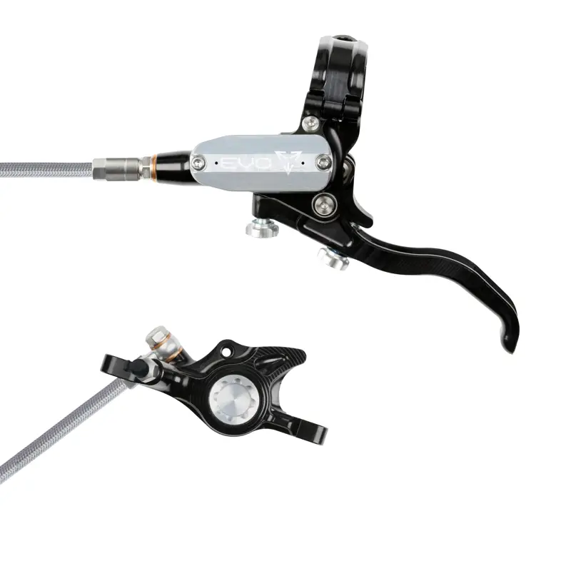 Balfes Bikes Hope Brake EVO X2 - No Rotor - BRAIDED - Left Hand in Black/Silver | Free postage over £30, £10 off first order, price match & 0% finance.