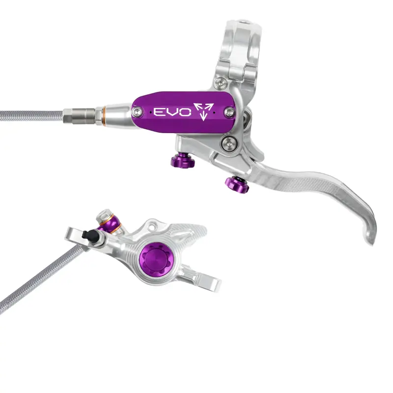 Balfes Bikes Hope Brake EVO X2 - No Rotor - BRAIDED - Left Hand in Silver/Purple | Free postage over £30, £10 off first order, price match & 0% finance.