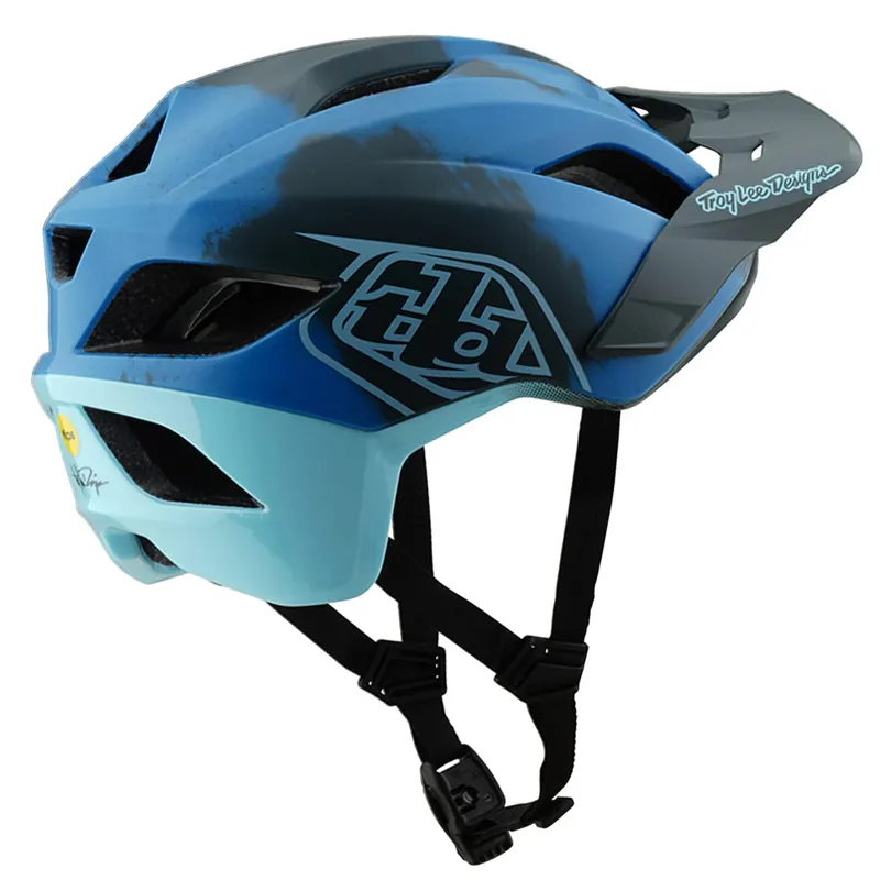 Troy Lee Designs Flowline SE MIPS Helmet in Badge Camo Blue-2