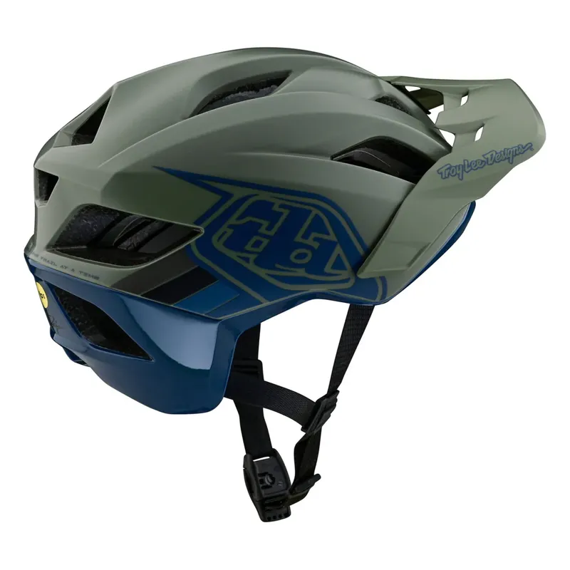 Troy Lee Designs Flowline SE MIPS Helmet in Badge - Olive/Indigo-2
