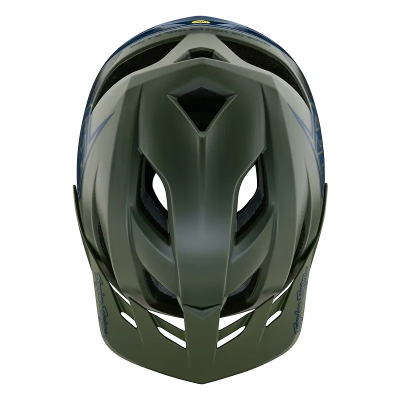 Troy Lee Designs Flowline SE MIPS Helmet in Badge - Olive/Indigo-3