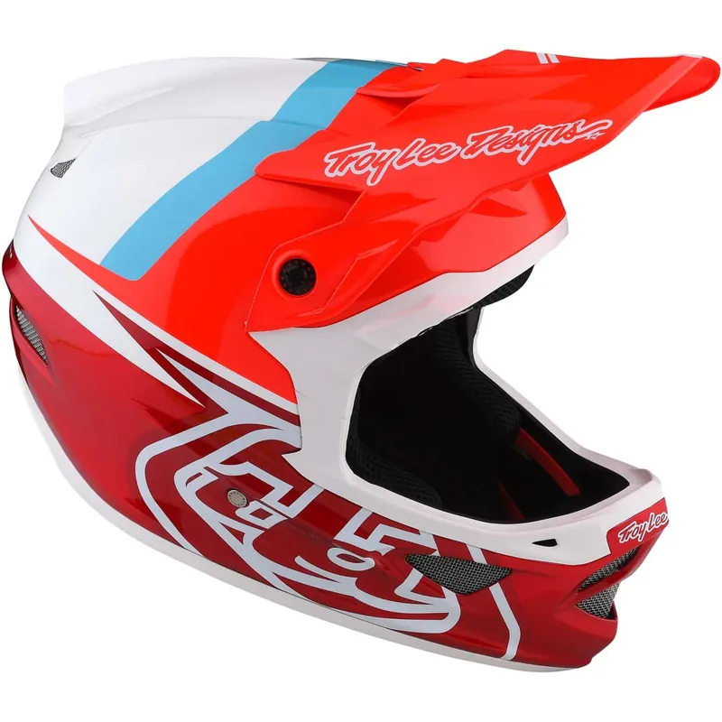 Troy Lee Designs D3 Fiberlite Helmet in Slant - Red-5