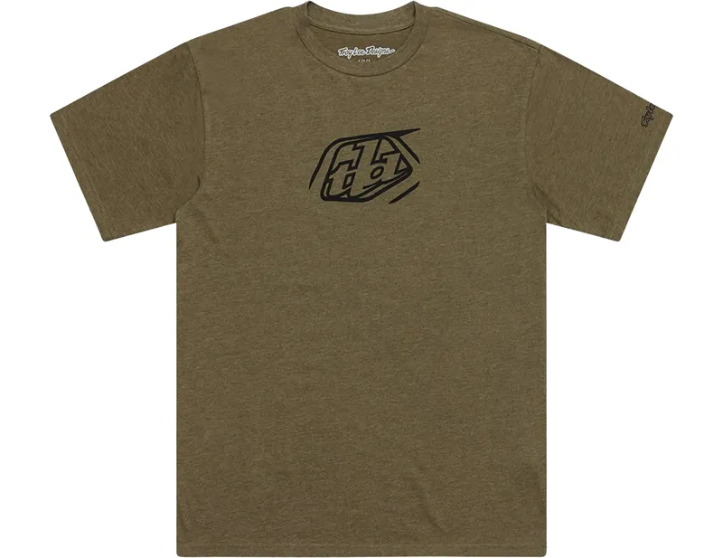 Balfes Bikes Troy Lee Designs Short Sleeve Badge Tee in Olive Heather | Free postage over £30, £10 off first order, price match & 0% finance.