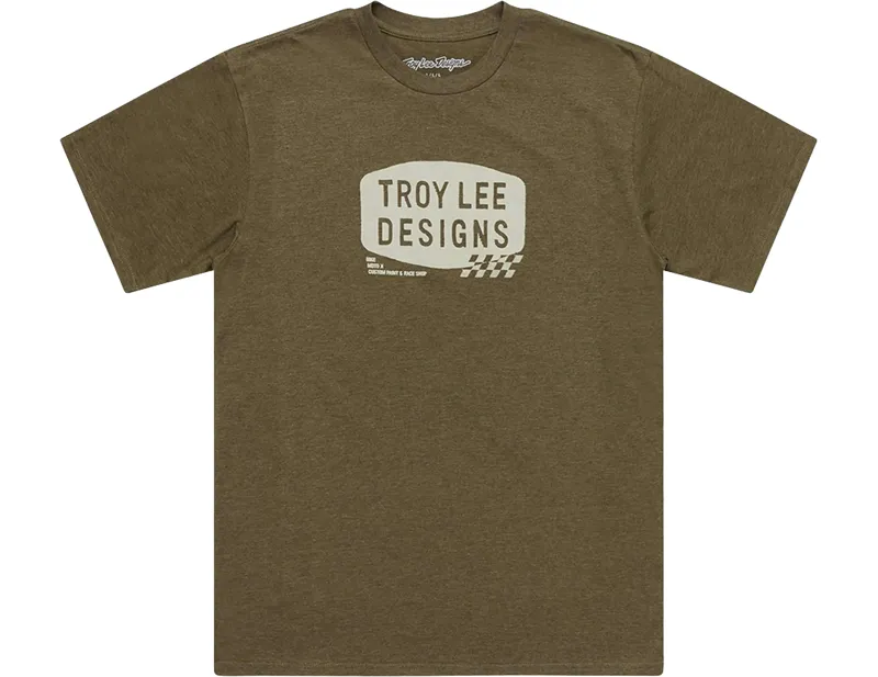 Balfes Bikes Troy Lee Designs Short Sleeve Stamp Tee in Olive Heather | Free postage over £30, £10 off first order, price match & 0% finance.