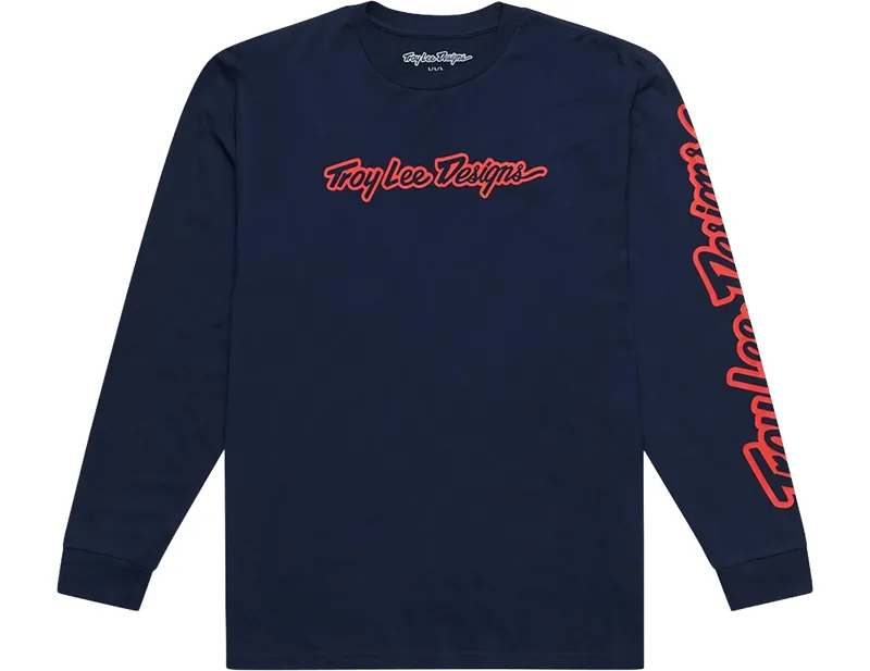 Balfes Bikes Troy Lee Designs Long Sleeve Signature Tee in Navy | Free postage over £30, £10 off first order, price match & 0% finance.