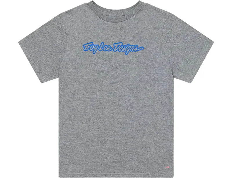 Balfes Bikes Troy Lee Designs Womens Short Sleeve Signature Tee in Grey Heather | Free postage over £30, £10 off first order, price match & 0% finance.