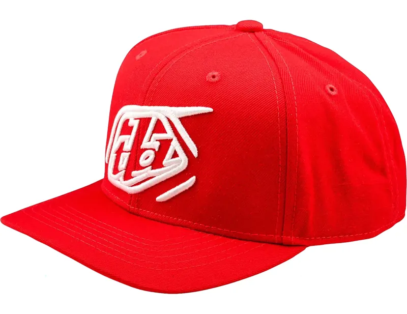 Balfes Bikes Troy Lee Designs Curved Snapback Badge Hat in Red | Free postage over £30, £10 off first order, price match & 0% finance.
