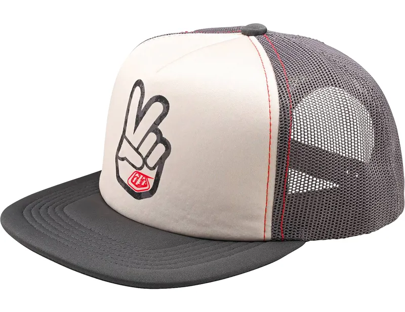 Balfes Bikes Troy Lee Designs Trucker Peace Out Snapback in Vintage White/Carbon | Free postage over £30, £10 off first order, price match & 0% finance.