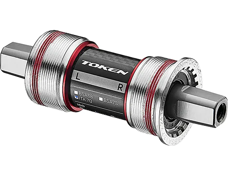 Balfes Bikes Token ISO Square Taper Bottom Bracket Cromo Axle Carbon Body BSA 111mm in Black | Free postage over £30, £10 off first order, price match & 0% finance.