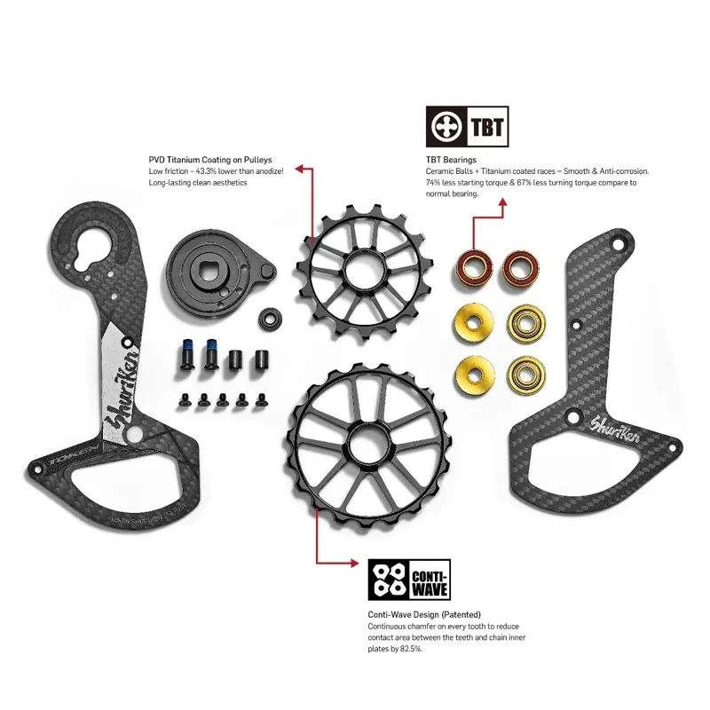 Token Shuriken Pulley System TBT for 12sp SRAM Force/Red AXS in Black-2