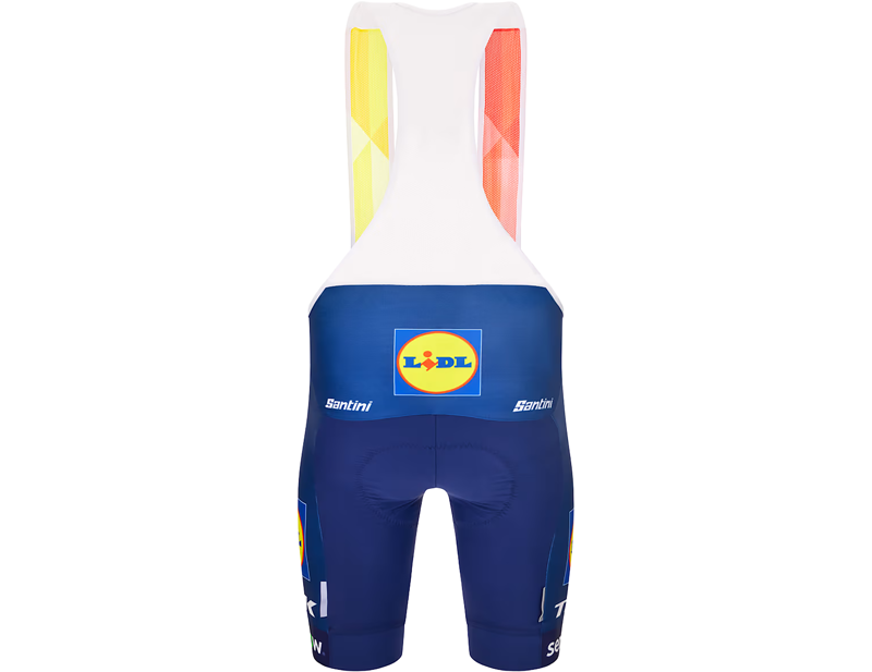 Trek Santini Lidl-Trek Replica Race Bib Short in Dark Blue/Yellow-1