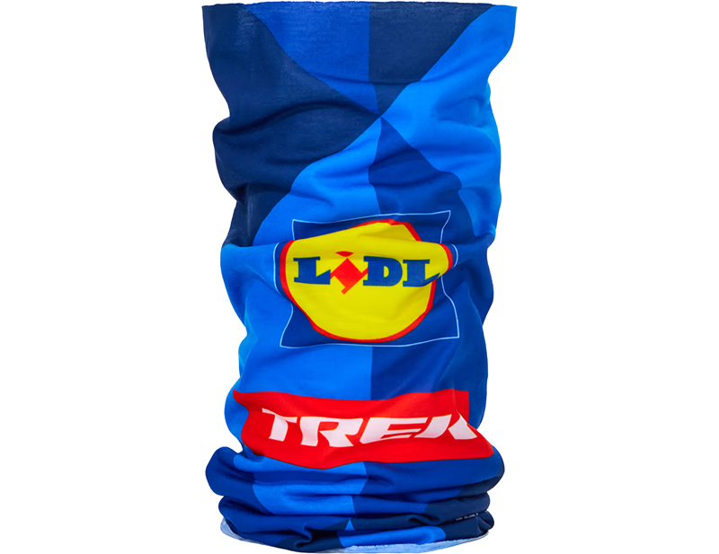 Balfes Bikes Trek Santini Lidl-Trek Team Cycling Neck Gaiter in Dark Blue/Yellow | Free postage over £30, £10 off first order, price match & 0% finance.