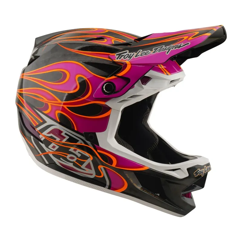 Troy Lee Designs D4 Carbon MIPS Full Face Helmet in Torched Carbon/Magenta