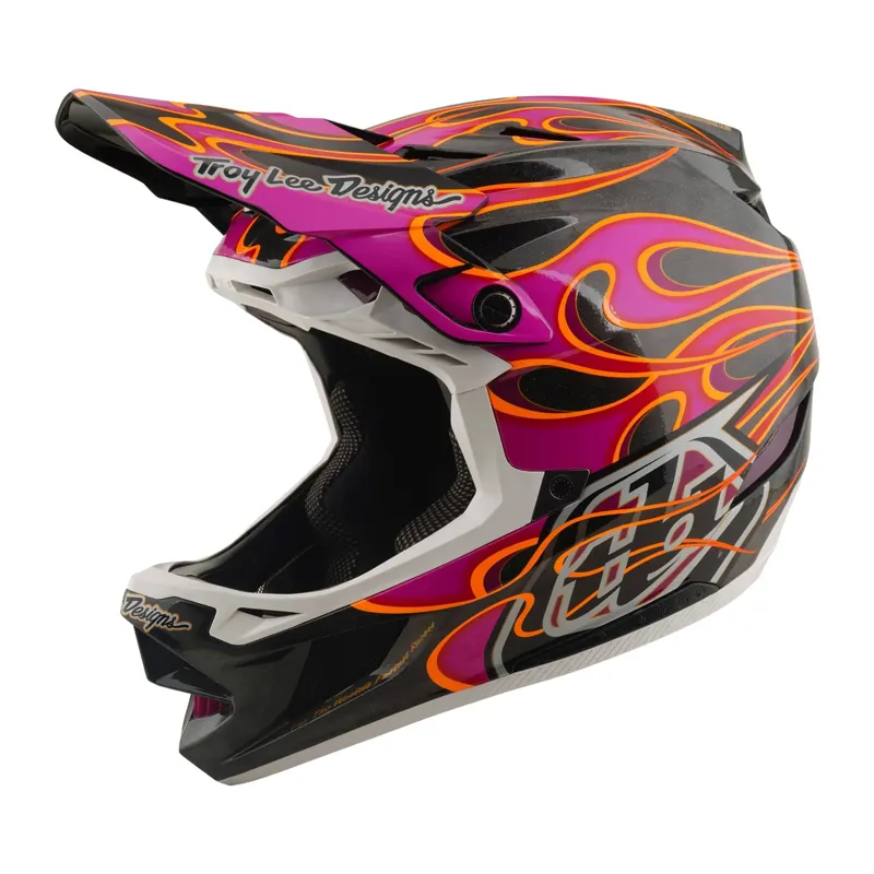 Troy Lee Designs D4 Carbon MIPS Full Face Helmet in Torched Carbon/Magenta-1