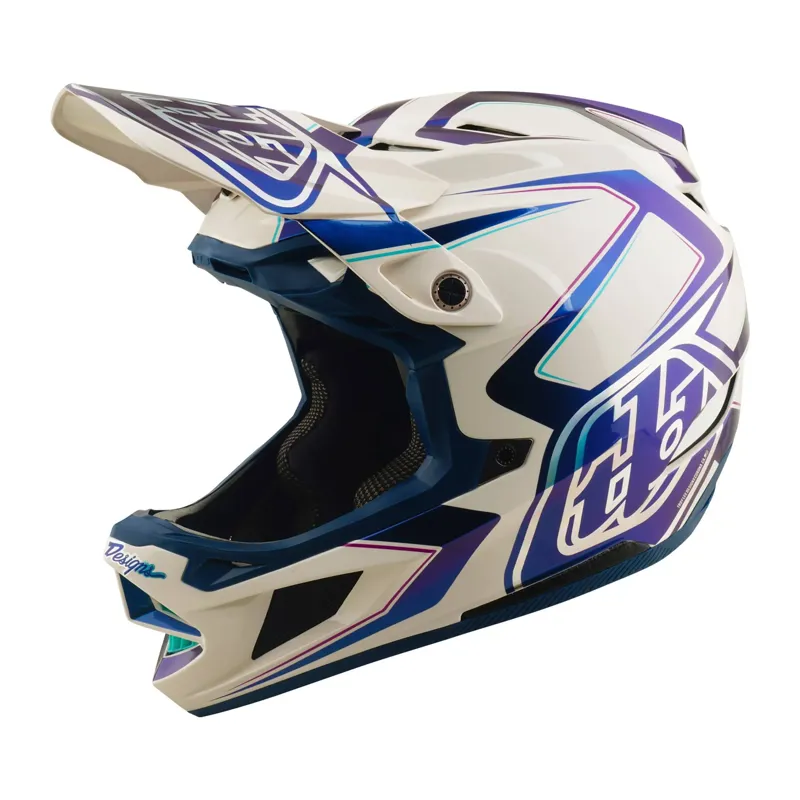 Troy Lee Designs D4 Composite MIPS Helmet Flared in White/Indigo