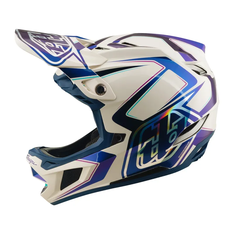 Troy Lee Designs D4 Composite MIPS Helmet Flared in White/Indigo-1