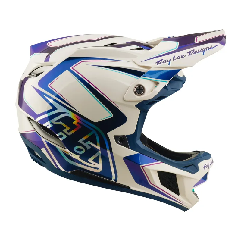 Troy Lee Designs D4 Composite MIPS Helmet Flared in White/Indigo-4